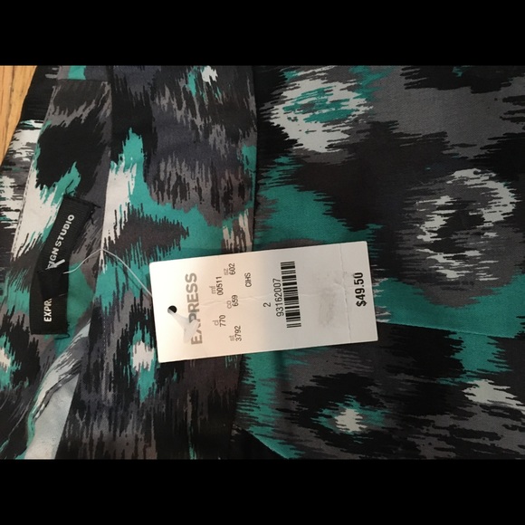 NWT Express Pencil Skirt Size 2 Black & Green/Blue - Picture 8 of 12